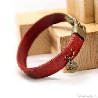 Браслет кожаный плетеный -  Cosplaycity.ru -   Btlr50094\red-coral