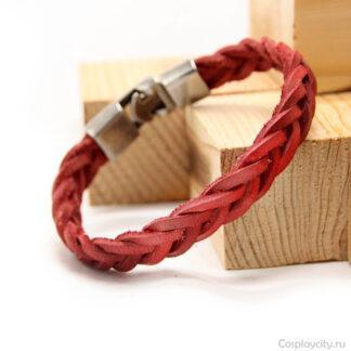 Браслет кожаный плетеный -  Cosplaycity.ru -   Btlr50094\red-coral