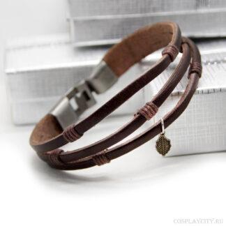 Браслет кожаный коричневый - Cosplaycity.ru - CL50202-1\leather\cord