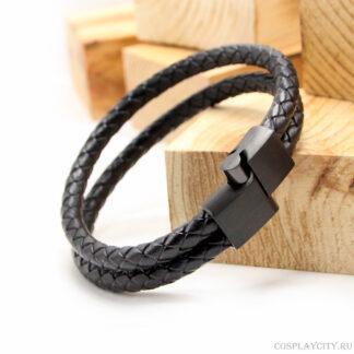Мужской плетеный браслет - Sale! - Btlr369-05\total-black\20,5\   - M - \ 1шт 