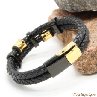 Мужской браслет с металлическими вставками -  Cosplaycity.ru -    Btlr36903-1\gold-black\         -  L  -