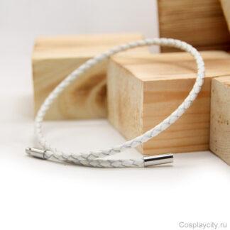 Белый гайтан кожаный на шею - Сosplaycity.ru  - NeckStrap6003-2\-white\ толщина 3 мм