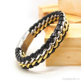 Браслет мужской плетеный - Cosplaycity.ru - LS2204-4\-gold-steel