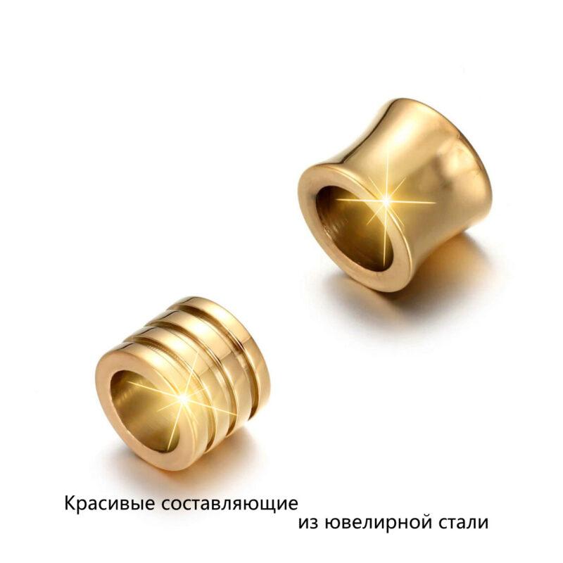 Мужской браслет из кожи и ювелирной стали - Cosplaycity.ru - Btlr362-05\gold-black-knot\ фурнитура застежка