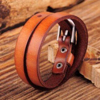 Кожаный рыжий браслет ремешок - Cosplaycity.ru - L40045-1\buckle