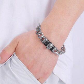 Металлический мужской браслет с черепом -  Cosplaycity.ru -   BSkull94-95-\jewelrysteel