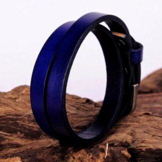 Синий кожаный браслет - Cosplaycity.ru - L40045-1\buckle