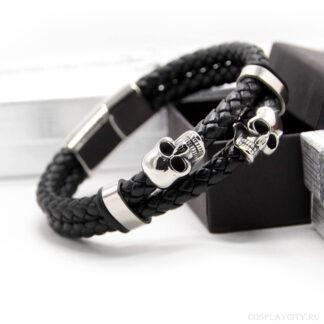 Мужской браслет с черепами -  Cosplaycity.ru -    BSkull94-1-9\skull\steel\        - L -