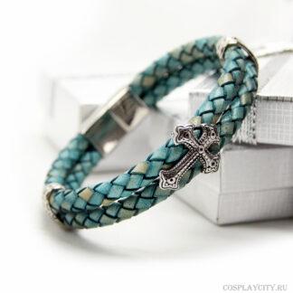 Мужской кожаный браслет - Denim - Cosplaycity.ru - BSC77-23-3\steelcross