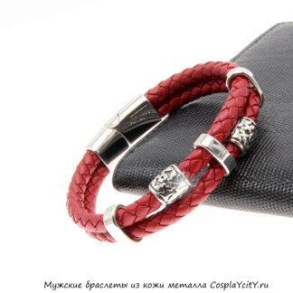 Мужской кожаный браслет - Cosplaycity.ru -  Btlr36903-13\steelred\    -  L  -