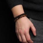 Мужские браслеты из дерева, камней и бусин Bead7278-12\2шт\