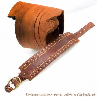 Браслет мужской кожаный на пряжке винтажный коричневый - CosplayCity.ru Btlr42-04-1\buckle