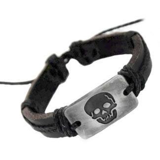 Браслет кожаный с черепом  - СosplaYcitY.ru -  💀 Btlr600601-1\Skull 💀