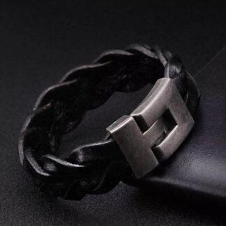 Браслет кожаный плетеный -  Cosplaycity.ru -    Brsc42-01\blackleather\ M 