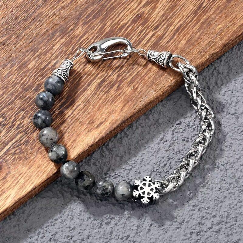 Браслет из камней и стали Bead707-11\steelbead\