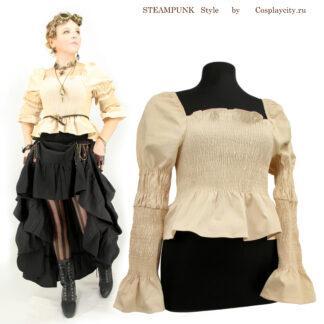 Блуза женская в Стимпанк стиле - CosplayCity - бежевая BHOW21-4\beige-boho