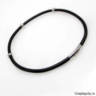 Шнурок на шею со вставками кожаный- черный - Сosplaycity.ru -  CL8068-1\chain-leather\толщина 6мм