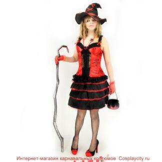 Костюм на Хэллоуин женский -🎃 Cosplaycity.ru 🎃- DW662028-1\witch\ S\M \ Корсет + Юбка + Колпак 