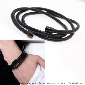 Браслет три оборота кожаный черный- Сosplaycity.ru - NkLk607-1-1\Total-black