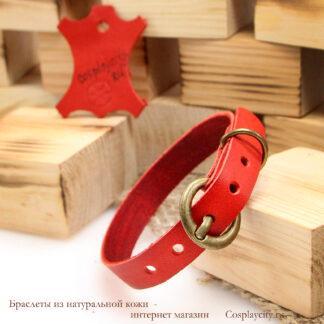 Браслет красный из натуральной кожи  - Сosplaycity.ru - Cuff77285-1\redvintage