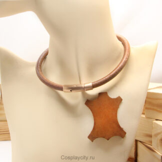 Зеленый кожаный гайтан на шею - Cosplaycity.ru - NeckStrap7695-2\latchfastex\ толщина 6 мм \ 50 см длина 