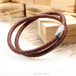 Кожаный шнурок на шею с магнитной застежкой - коричневый - Cosplaycity.ru - NeckStrap7694-1\steelmagnet\ толщина 6 мм