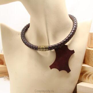 Чокер \ Гайтан на шею кожаный коричневый - Cosplaycity.ru - NeckStrap7693-1\magnet \ 8мм толщина