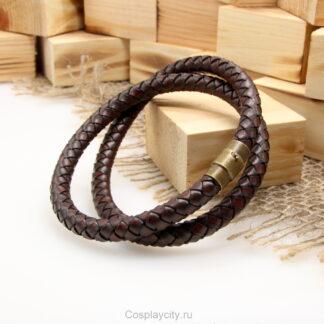 Чокер \ Гайтан на шею кожаный коричневый - Cosplaycity.ru - NeckStrap7693-1\magnet \ 8мм толщина