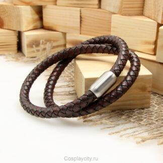 Чокер \ Гайтан на шею кожаный коричневый - Cosplaycity.ru - NeckStrap7693-1\magnet \ 8мм толщина