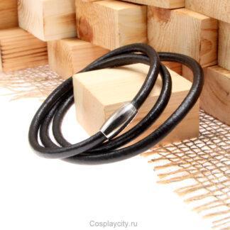 Кожаный шнурок на шею два оборота - Cosplaycity.ru - NeckStrap3378\steelmagnet\ толщина 6 мм