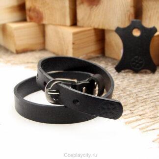 Браслет кожаный в два оборота на руку - черный - Cosplaycity.ru  - L40045-1\buckle