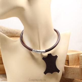 Кожаный гайтан на шею коричневый - Cosplaycity.ru - NeckStrap7703\latchfastex \толщина 6 мм 