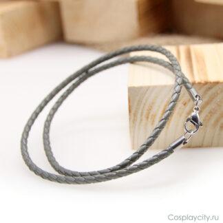 Серый шнурок на шею - Cosplaycity.ru - NeckStrap3383-1\latch-fastex\ 3мм толщина  