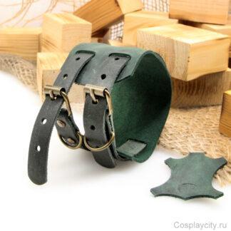 Браслет кожаный - зеленый - Cosplaycity.ru  - Cuff1020-17