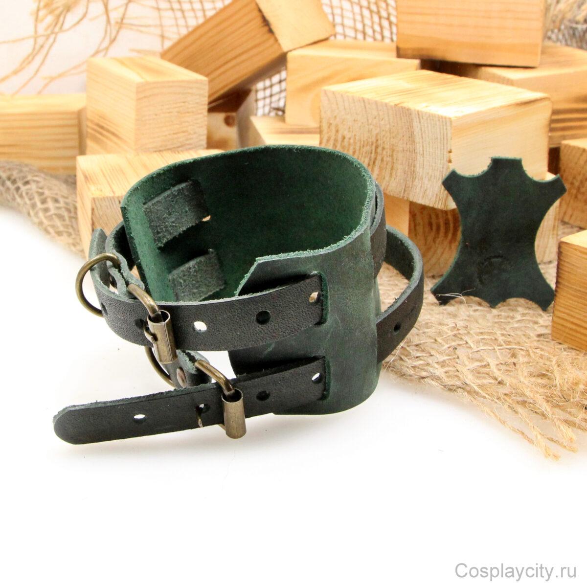 Браслет кожаный - зеленый - Cosplaycity.ru - Cuff1020-17 Браслет кожаный - зеленый - Cosplaycity.ru - Cuff1020-17